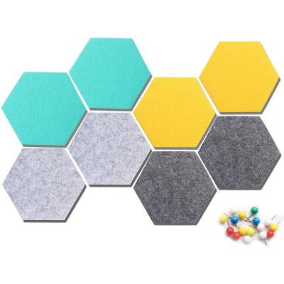 China Message Notice Felt Tile Panel Hexagon Push Pin Board for Wall Decor Self Adhesive Bulletin Boards for Office Note Photos Pictures Notes for sale