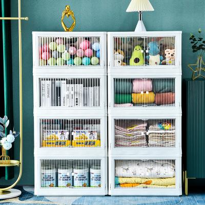 China (Size) Adjustable Stackable Storage Box Thickened Double Door Cabinet Toys Organizer Baby Clothes Quilt Storage Box for sale