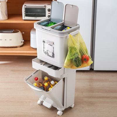 China Viable Dry Wet Separation Kitchen Bin Household Large Three-Layer Kitchen Waste for sale