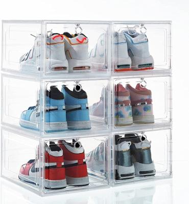 China Sustainable Portable Shoes Storage Organizer Bins Shoe Holder Container Shoe Storage Boxes Plastic for sale