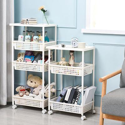 China Large Multi-Function Kitchen Stocked Cart 4Tier Cart Storage Movable Rolling Shelves For Food Toys And Clutter for sale