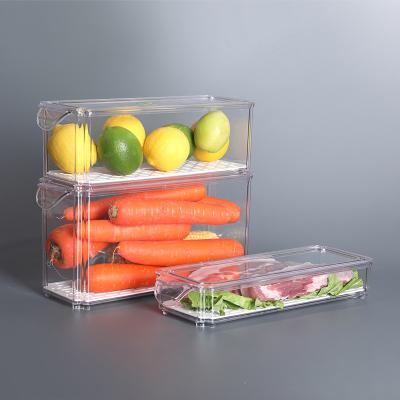 China Separate Freshness Keeping Kitchen Freezer PET Fridge Food Storage Containers With Lid Box Fresh Organizer Seal Bin For Vegetable Fruit Max Eligible Amount for sale