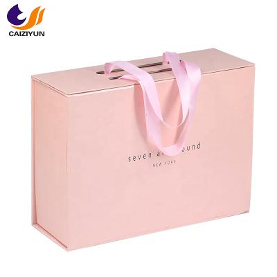 China Custom Logo Handmade Wholesale Custom Foldable Magnetic Gift Box Foldable Magnetic Paper Box With Ribbons for sale