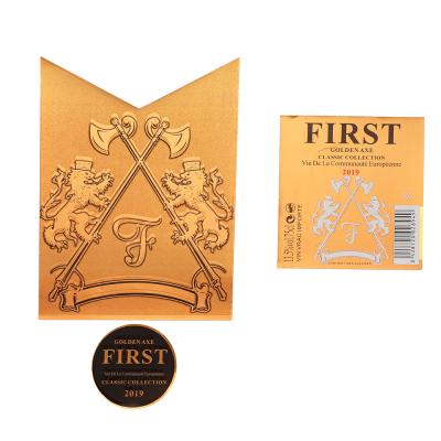 China Wholesale gold ax packaging stickers for wine packaging labelsls for sale