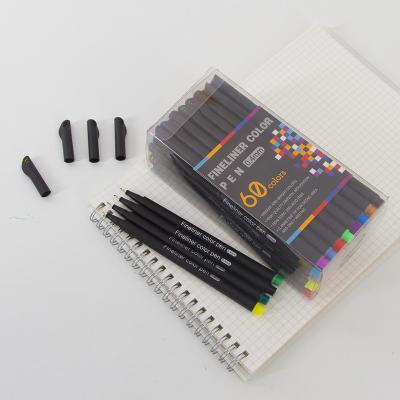 China office & School Pen Black Micro Dye Fineliner Ink Pens 60 Pens Set with Fine Point, Brush and Micro Tip Calligraphy Seeds for sale