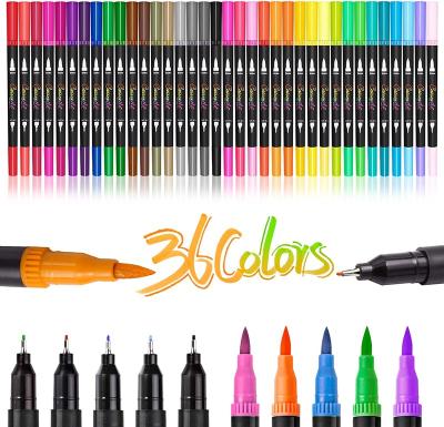 China Dual Drawing Tip Brush Pens, 36 Color Art Markers Set, 72 Fine Seeds and Brush Tip for Kids Adult Coloring Book for sale