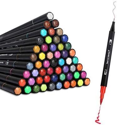 China Drawing 60 Colors Double Tip Markers Brush Pen, Ubefond Brush Tips Coloring Pens Fine Line Double Tip Markers Set For Kids Adult Coloring Books for sale