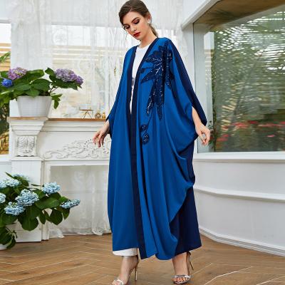 China 2022 Polyester Dubai Fashionable Dubai Maxi Dress Design Women Muslim Daily Jubah Designs For Abaya Blue for sale