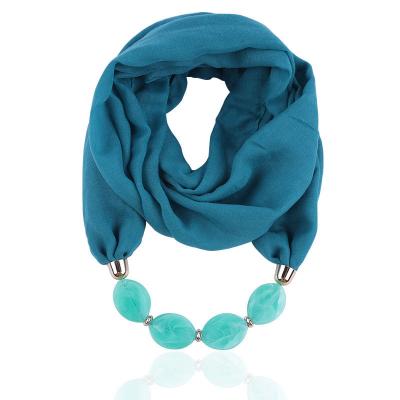 China Polyester Tops Fashion Voile Acrylic Beads Jewelry Necklace Pendant Scarf for sale