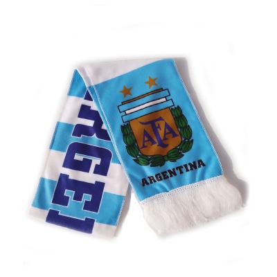 China Polyester Velvet Winter Scarf With Embroidery Print Logo Custom Argentina Soccer Scarf for sale