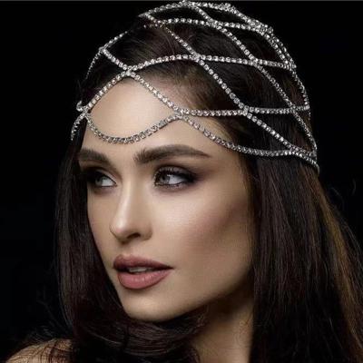 China European full rhinestone romantic accessories headwear mesh fashion new crystal jewelry wedding bridal forehead and American hair chain for sale