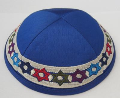 China Custom Image Kippah Israel Hat Jewish Embroidered Hexagram Hat for sale