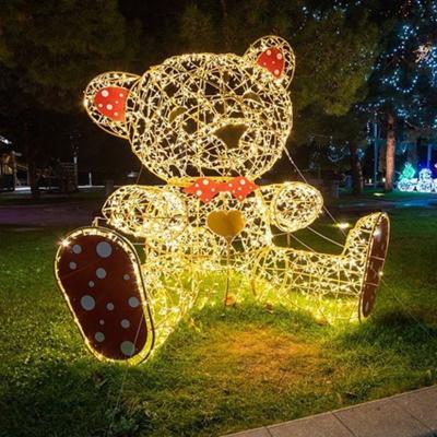 China Large Static Or Glitter LED Teddy Bear Pattern Light Decorations Sitting Outdoor Christmas Lights for sale