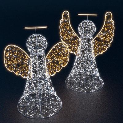 China New Static Or Glitter Christmas Decorative Led Outdoor Sitting Lights 3D LED Angel Pattern Light With Harp for sale