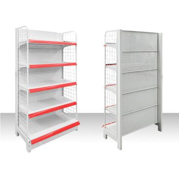 China Customized high quality steel store shelf 2021 retail double-sided display stand supermarket rack for sale