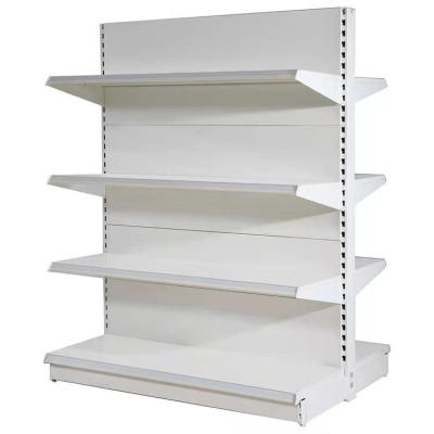 China 2021 popular double sided steel grocery display rack supermarket shelves with high quality for sale