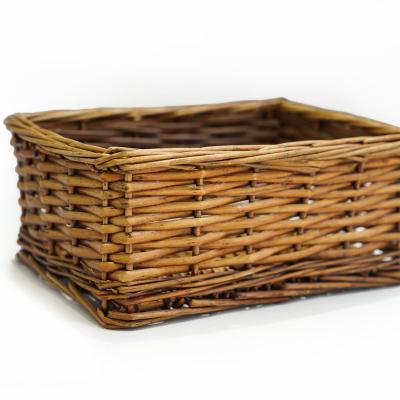 China 2021 Morden Small Mini Supermarket Brown Shopping Bread Woven Rattan Basket Display Home Sale Rattan Basket for sale