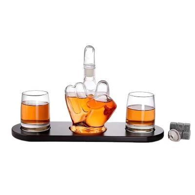 China 2022 New Design Finger Whiskey Glass Bottle Hand Blown Set Gift Set With Glass Bottle for sale