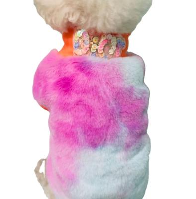 China New Design Viable Trend Cute Fur Sequins Shape To Trend Brand Logo Designer Dog Clothes Winter Luxury for sale