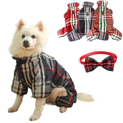 China Sustainable Street Fashion Trend Plaid Pet Padded Quadruped Jacket Winter Dog Clothes for sale