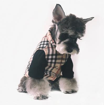 China Sustainable Trend Pet Clothes Brand Plaid Design Winter Classic Warmth Thickened Dog Vest Jacket for sale