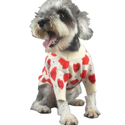 China New Design Sustainable Cute Red Love Design Brand G Luxury Dog Sweater for sale