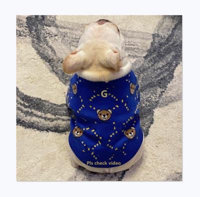 China Viable The Latest Design Cute Luxury Pet Bear Brand G Blue And White Sweater for sale