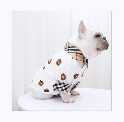 China Viable Luxury Cute Design Cartoon Brand Check Dog Classic Shirt for sale