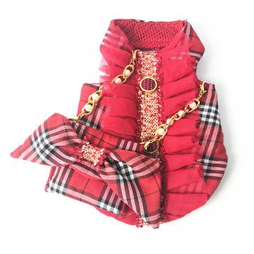 China Thick Sustainable Winter Plus Velvet Cute Pet Clothes Wholesale Brand Dog Dress With Bag Set for sale