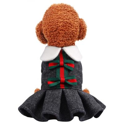 China Luxury Design Cute Bowknot Pet Dresses Clothes Dog Coat Viable For Winter Wear for sale