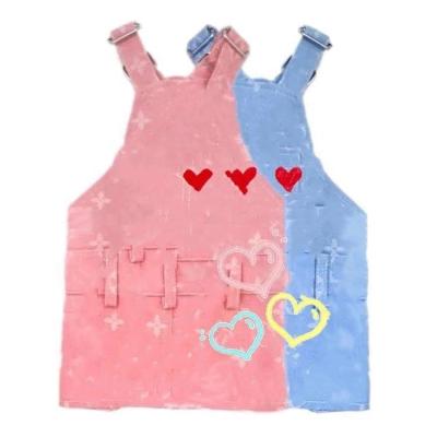 China Viable Classic Blue Denim Dress Custom Cute Luxury Brand Logo Custom Pet Clothes Dog Denim Dress and Pink for sale