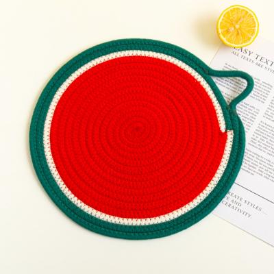 China Single Cup Mat Bowl Circular Placemat Cutlery Table Mat Woven Cotton Rope Korean Insulation Protection Wholesale Viable for sale