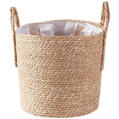 China New Chinese Style Flower Basket Planter Planter Box Cartoon Seaweed Woven Storage Flower Basket Wholesale Succulent Seaweed Box for sale