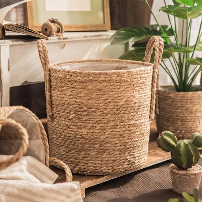 China Minimalist Handmade Space Gift Basket Fruit Basket Wicker Basket Bohemian Flower Set Handcraft Style Time Storage Packing Room Holiday The Ball for sale