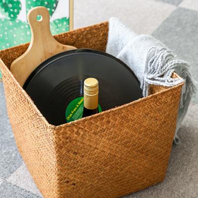 China Viable Seaweed Woven Storage Basket Living Room Storage Creative Desktop Finishing Basket for sale