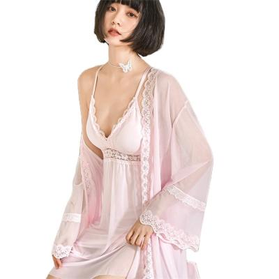 China Breathable Custom Summer Sexy Home Clothes Suspenders Women Pajamas Long Dress 2 Piece Set for sale