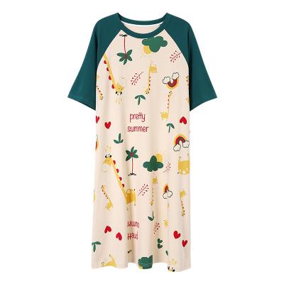 China Wholesale Breathable Summer Cotton Short Sleeve Dress Loose Casual Short Nightgown for sale