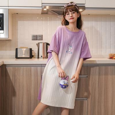 China Wholesale Breathable Summer Cotton Short Sleeve Dress Loose Casual Short Nightgown for sale