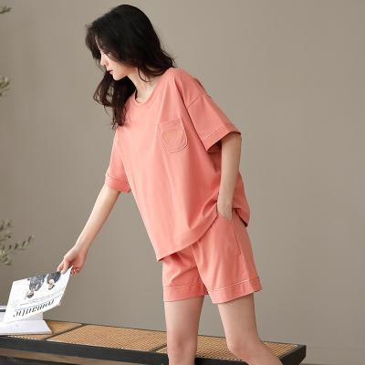 China Women Breathable Wholesale Casual Sleepwear Summer Adult Short 100% Cotton Pajamas for sale