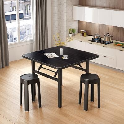 China Small Apartment Style Black Coffee Dining Table Wooden Foldable Square Dining Table (Size) Nordic Italian Simple Modern Luxury Adjustable MDF Board for sale