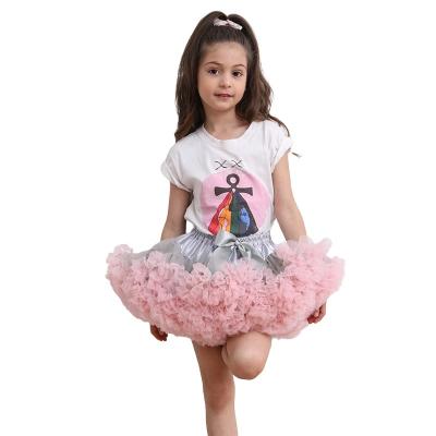 China New Design Hot Sale Classic Kids Ballet Tutus Breathable Pleated Chiffon Mid Length Skirt for sale