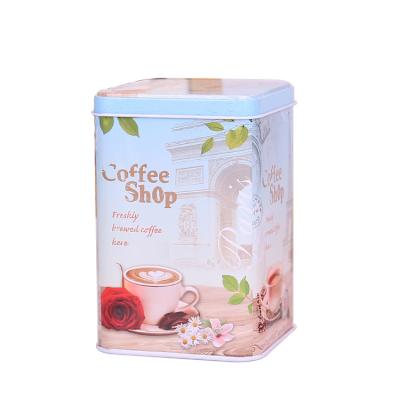 China Gift & Craft Food Grade Coffee Bean Storage Container Metal Golden Color Tea Tin Square Tea Tin Cans Tins Canister For Sugar Tea And Coffee for sale