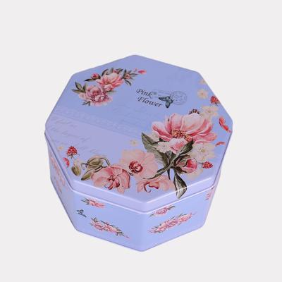 China Gift & Craft Octagonal food cookies tin box for Christmas gift Tin metal box for food storage with inserts Cookies biscuit tin box for sale