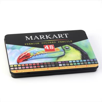 China Custom High Quality Watercolor Pen Metal Packaging Big Empty Box OEM ODM Rectangle Shaped Pencil Tin Box CP-48 for sale