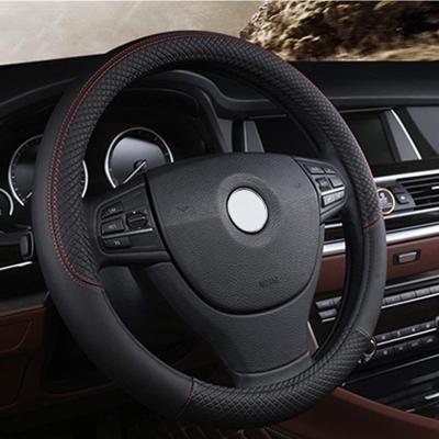 China Gutsbox Breathable Upgraded Breathable Auto Car Wheel Cover Leather Steering Wheel Cover Universal 15 inch for sale