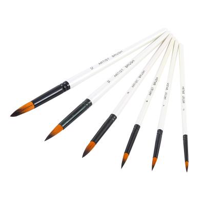 China BOMEIJIA 6Pcs Pearl White Artist Paint Round Shape Nylon Hair Paint Brush Set For Artist Acrylic Watercolor Gouache Painting Art Supplies for sale