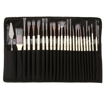 China BOMEIJIA 24pcs Acrylic Nylon Hair Wood Handle Paint Watercolor Gouache Oil Paint Set Brush Set High Quality With Canvas Bag For Watercolor Acrylic Gouache Painting Art for sale