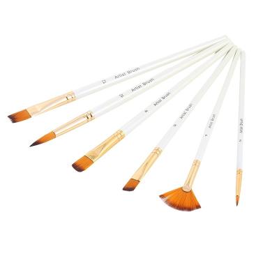 China Suitable for Watercolor 6Pcs Set Fan Hair Paint Set Brush Nylon Wooden Handle for Acrylic Brush Pen Set Watercolor Oil Painting Art Supplies for sale