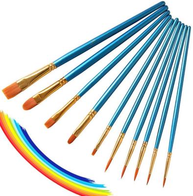 China BOMEIJIA 10Pcs/Set Watercolor Gouache Acrylic Gouache Paint Brushes Different Shape Round Tip Nylon Hair Painting Pointed Brush Art Supplies for sale