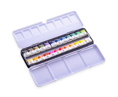 China Special Pianting Student Art Supplies 12/24/48 Color Solid Watercolor Metal Box Oil Painting Set for sale